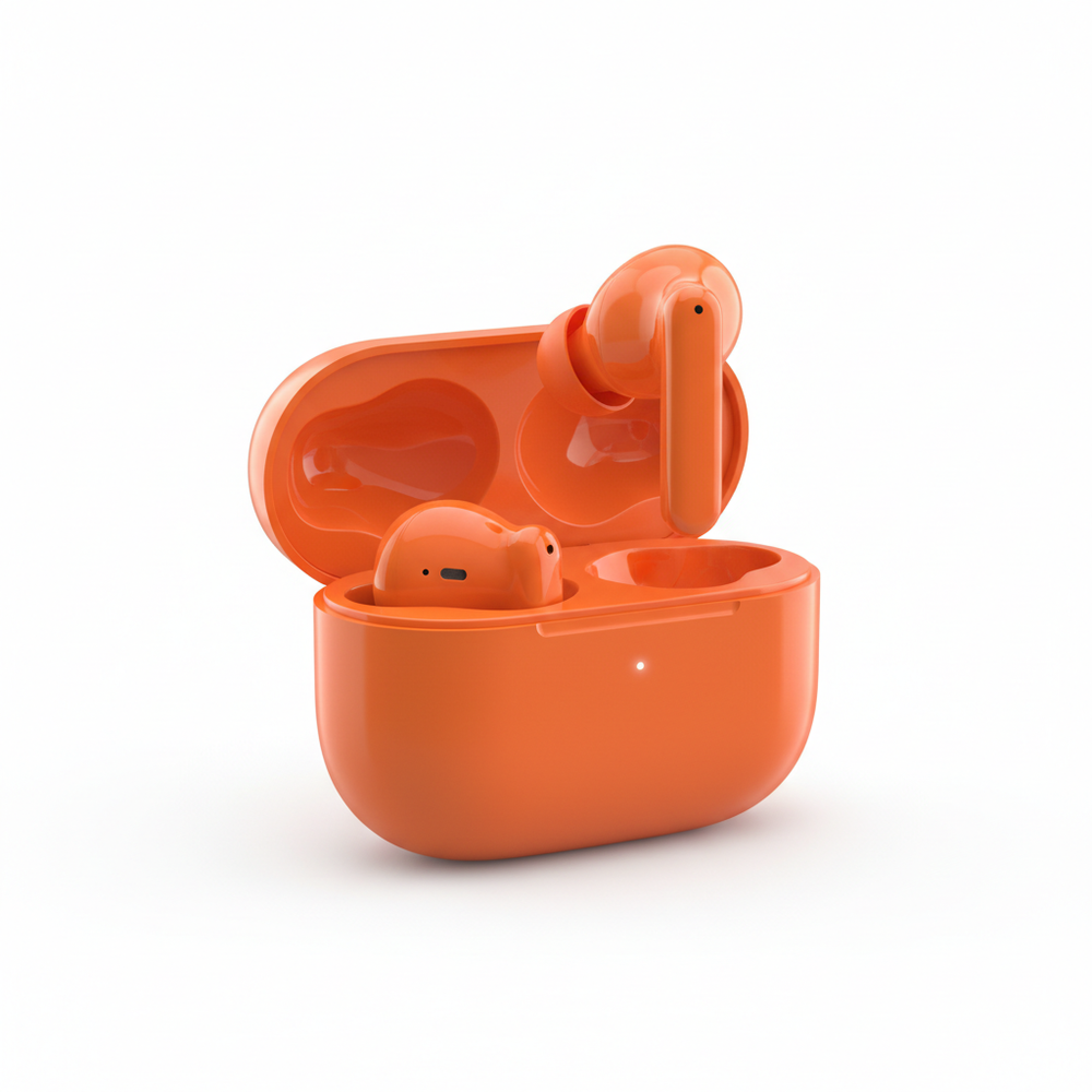 Orange earbuds front view