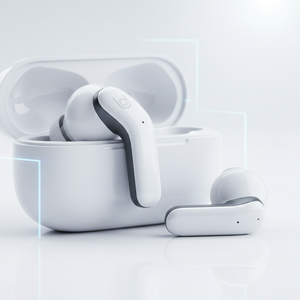 Powerboats Pro 2 white earbuds close-up detail