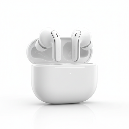 Powerboats Pro 2 white earbuds front view